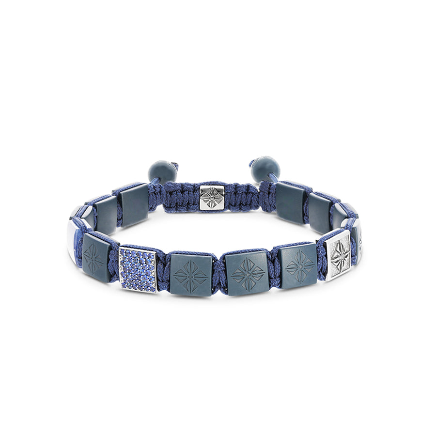 10mm lock armbånd i hvitt gull med safir, sorte diamanter og keramikk