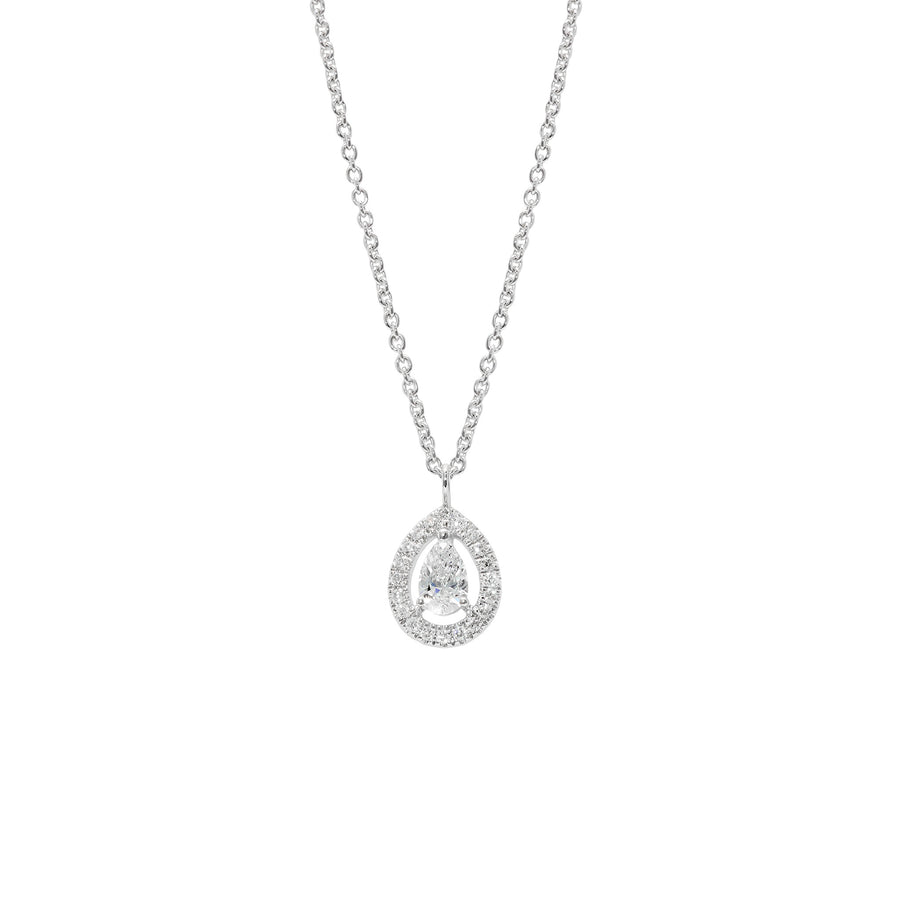 Halssmykke i hvitt gull med dråpeslipt diamant og brillianter