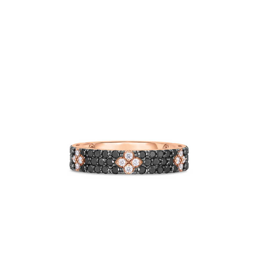 Ring Love In Verona roségull med sorte og hvite diamanter
