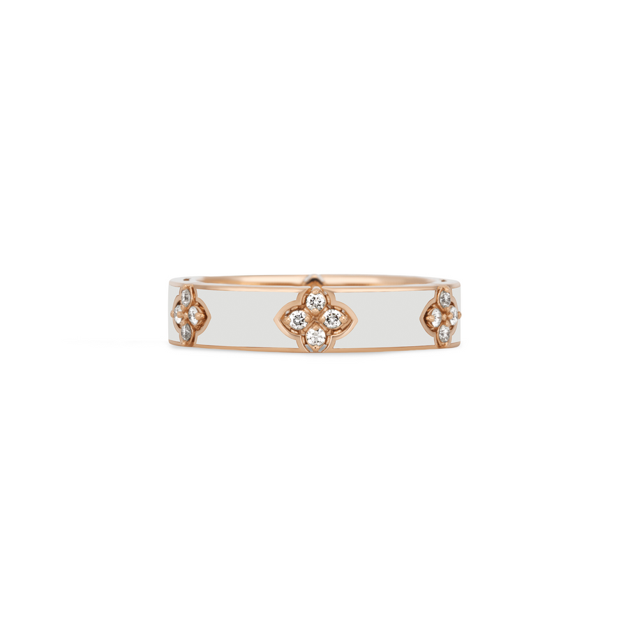 Ring Love In Verona roségull med hvit emalje og brillianter