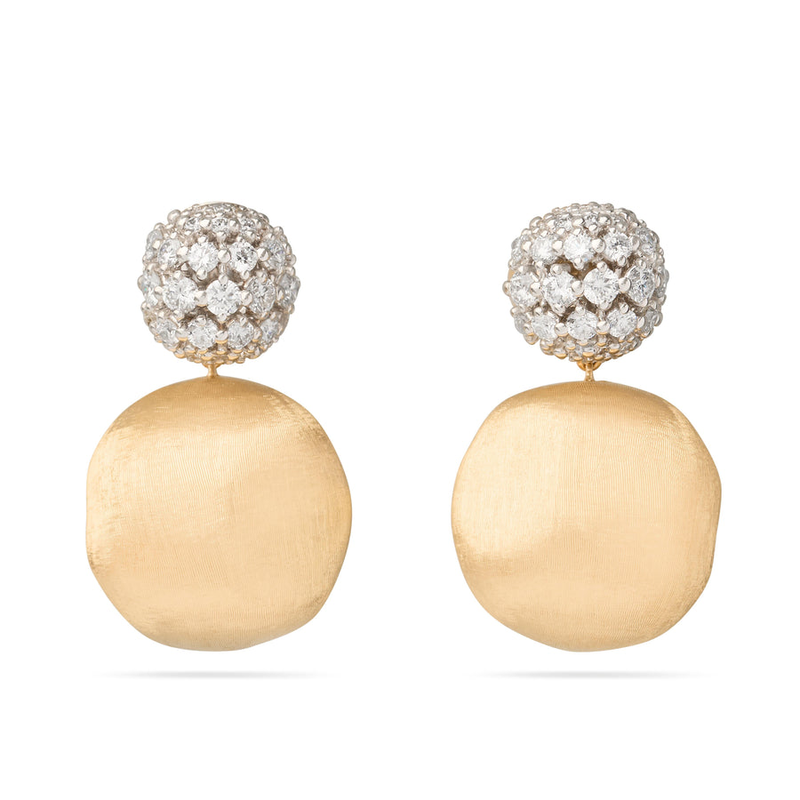 Africa Alta Drop Earrings with Diamond Pavé in 18ct Yellow Gold