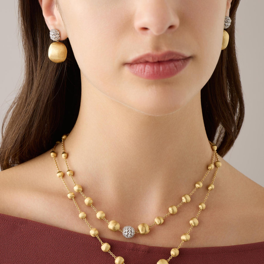 Africa Alta Drop Earrings with Diamond Pavé in 18ct Yellow Gold
