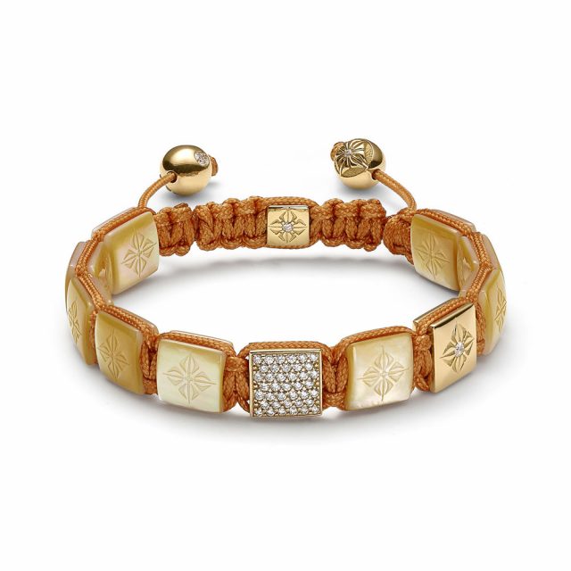 Shamballa lock armbånd i rosé gull med gylden perlemor og diamanter