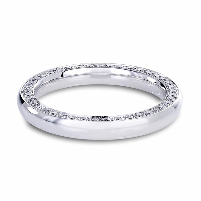 Side set white diamond ring in white gold