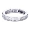 Channel set baguette cut white diamond ring in white gold