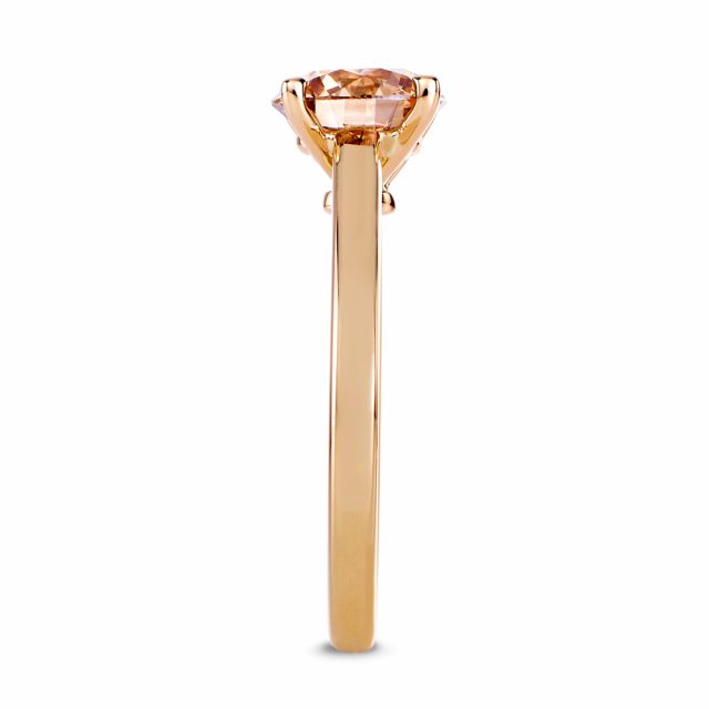 Enstensring i roségull med champagnefarget diamant