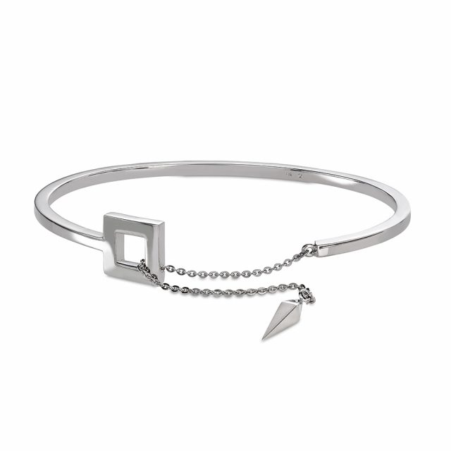 SPEAR bangle in polished white gold with chain
