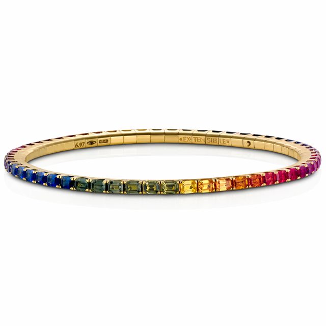 Bracelet New Tennis with rainbow colored sapphires