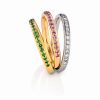 Eternity rings with colored gemstones and diamonds
