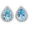 Studs in white gold with pear shaped Aquamarines and diamonds