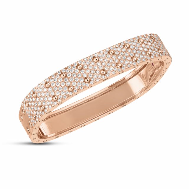 Poi Moi double bangle in rose gold with diamonds