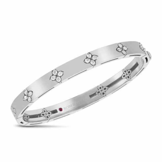 Love in Verona bangle large in white gold with diamonds