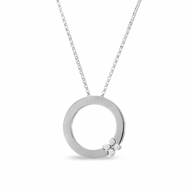 Love in Verona necklace with pendant in 18kt. white gold with diamonds