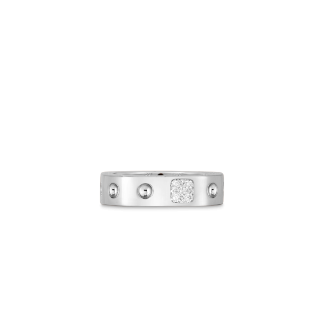 Poi Moi ring small in 18kt. white gold with 8 diamonds