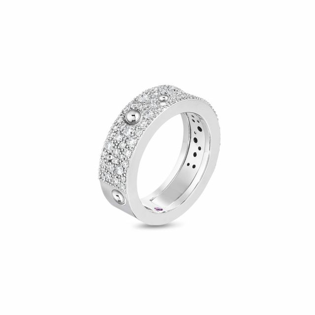 Poi Moi Luna ring small in 18kt. white gold with diamonds