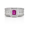 Twisted Exclusive ring in 18kt white gold with emerald cut pink sapphire
