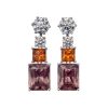 Diamond studs in 18kt. white gold 1,80ct with detachable pendant with diamonds , garnet  and zircon