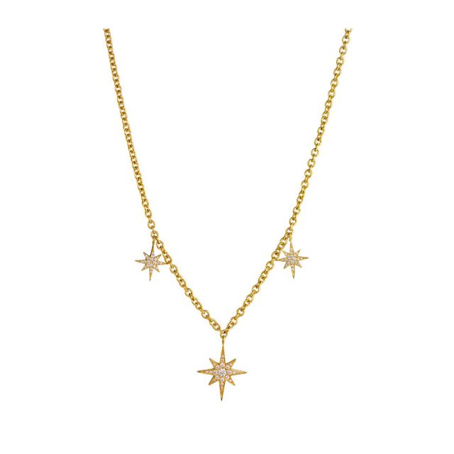 Necklace with stars, diamonds and ruby