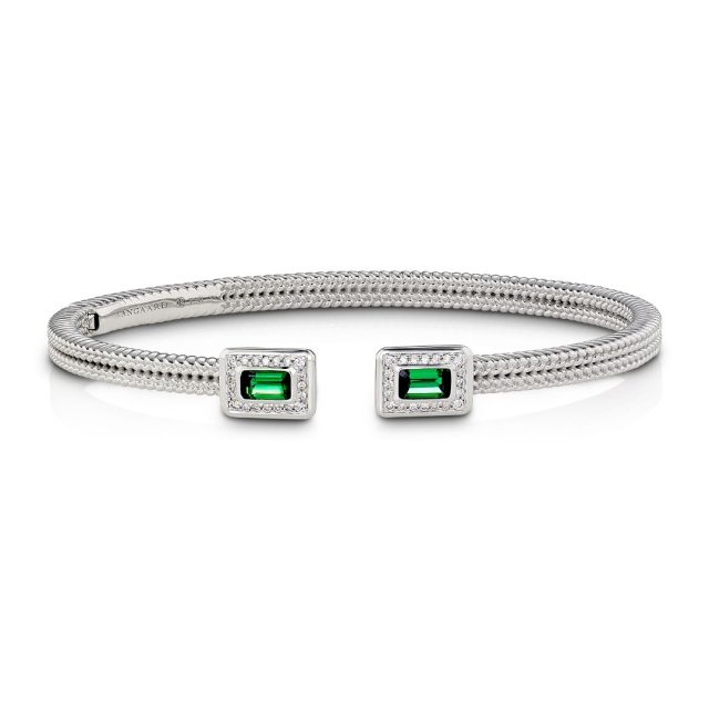 Twisted Exclusive bracelet in 18kt. white gold with brilliants and green tourmaline