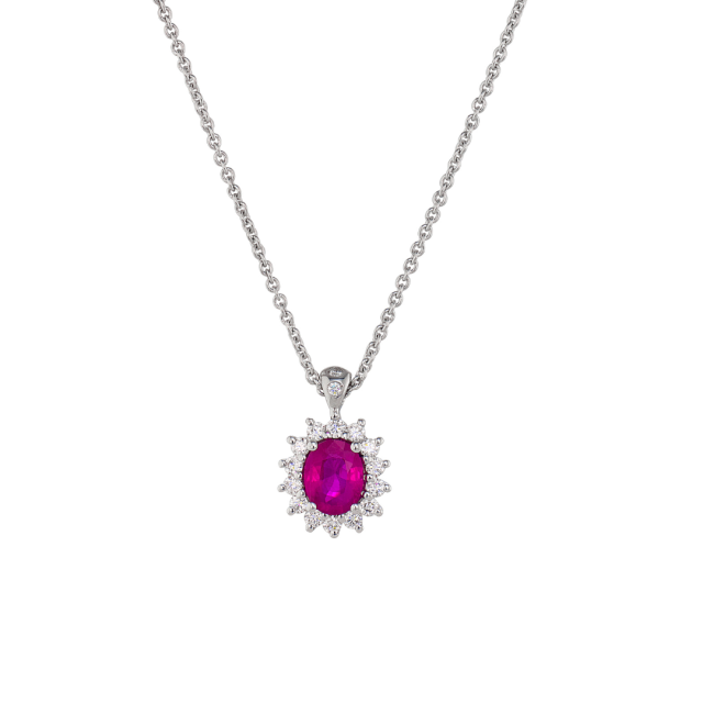 Pendant with ruby and diamonds