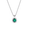 Pendant in 18kt. white gold with emerald and diamonds