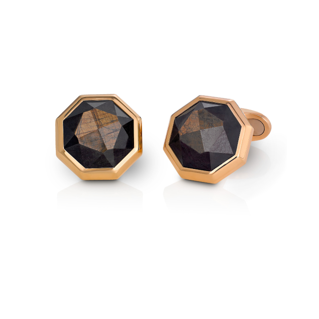 Cufflinks in 18kt. rose gold with brown sapphire