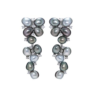 Ørepynt med perler og brillianter