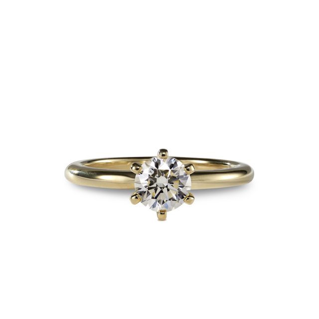 Enstensring i gult gull med briljant