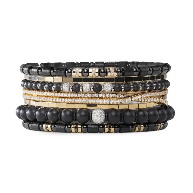 Fleksible herrearmbånd i karbon, keramikk, gull og diamanter