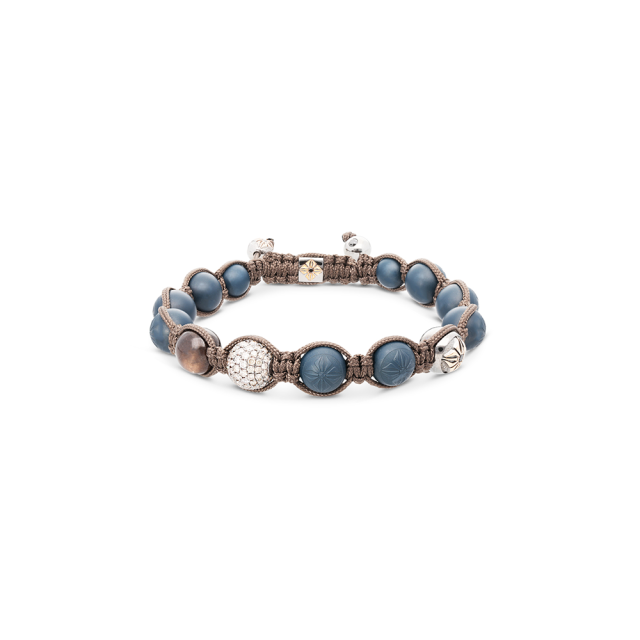 SHAMBALLA 8MM Braided armbånd med roségull, brune og sorte diamanter, brun safir og keramikk