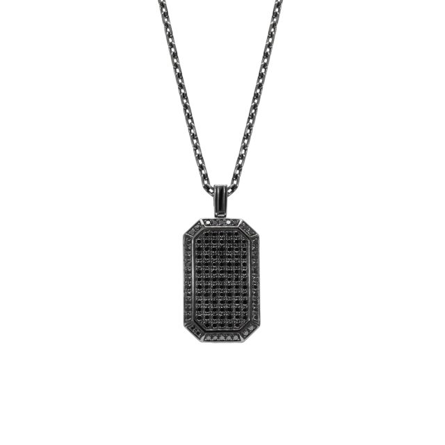 Anheng i sortrhodinert hvitt gull med sorte diamanter