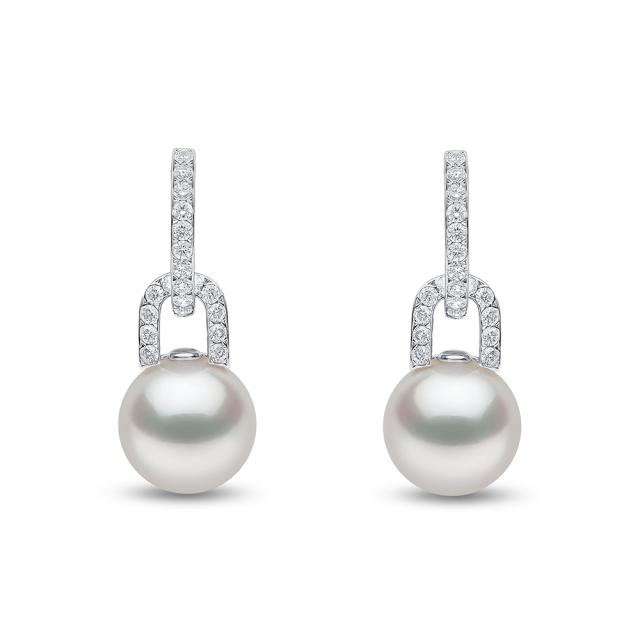 Anheng i hvitt gull med sydhavskulturperle og briljanter