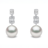 Ørepynt i hvitt gull med sydhavsperler, baguetteslipte diamanter og briljanter